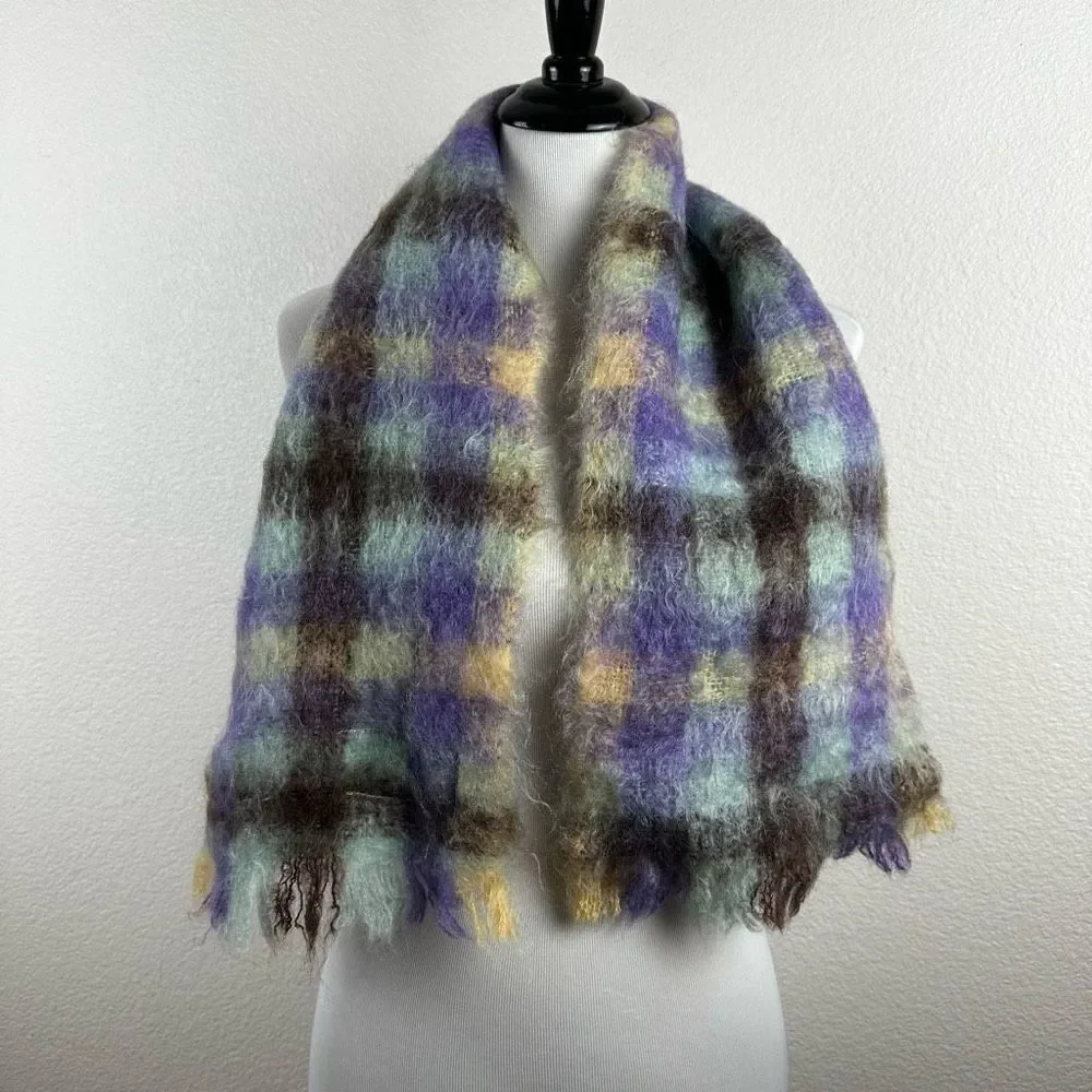 Sandy Macpherson Loch Lomond Women's Scarf Checker‎ Plaid Scottish Mohair Frige